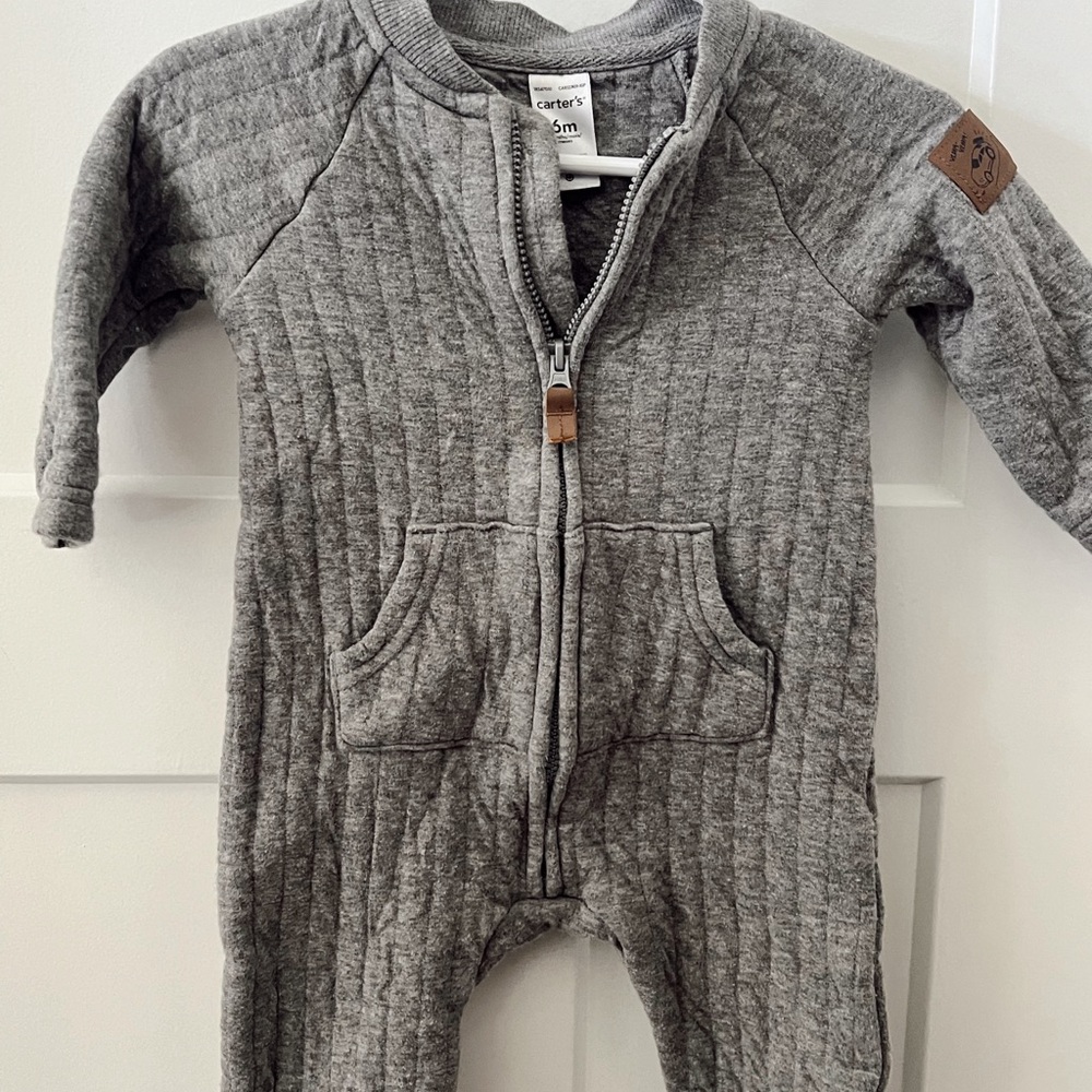 Carter's Gray Cable Knit Footie One Piece